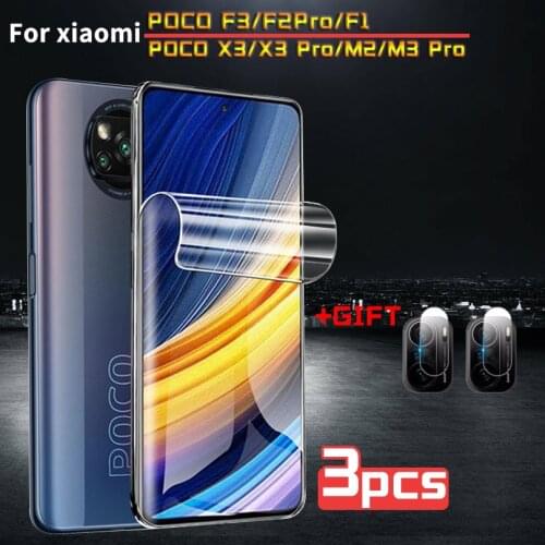 Poco F3 F2 M3 Pro Screen Protector Pocophone X3 NFC M2Pro Hydrogel Film Camera Lens Phone Protective Film Not Glass