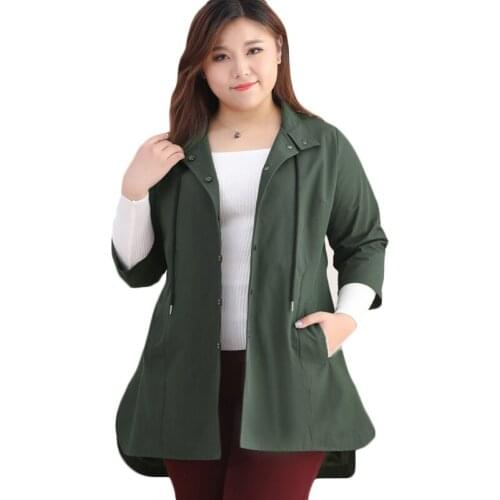 Women Casual Oversize coats Spring Autumn loose Extra large size Trench coats Womens windbreakers Work clothes 100kg 10XL F975