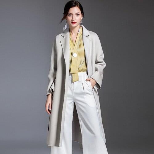 Womens winter coat off white Double-sided wool cashmere outwear 2019 autumn plus size ladies fashion overcoats long free ship
