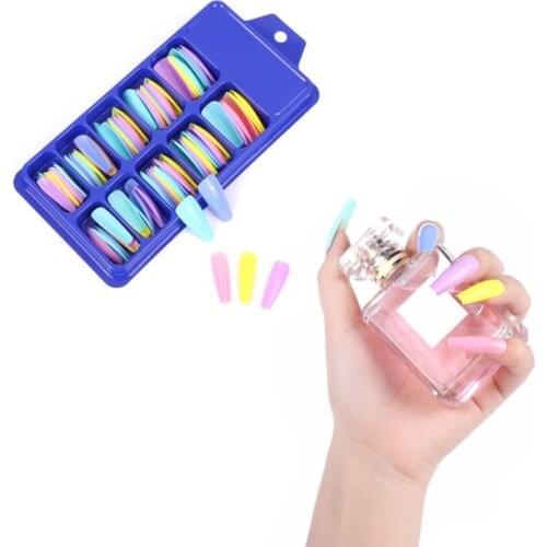 100Pcs Professional Colorful False Nail Tips Full Cover Fake Nails Long Ballerina Nail Art Tips DIY Manicure Decor Tools