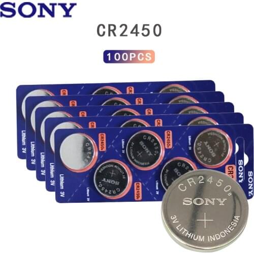 100PCS SONY Button Battery CR2450 Electronic Lithium Coin Cell Batteries 3V KCR2450 5029LC LM2450 Watch Toy Remote