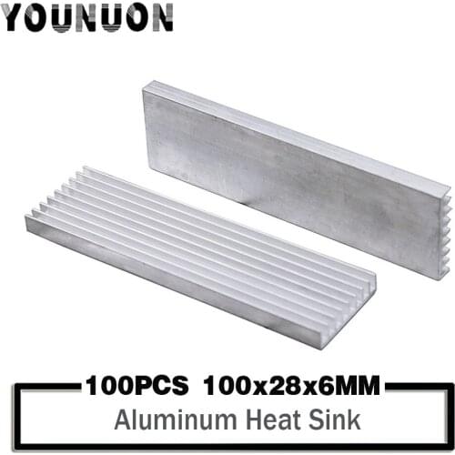 100PCS YOUNUON 100x28x6mm DIY Heatsink Aluminum Radiator 100mm For LED Cooling