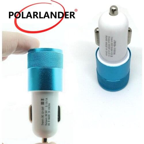 2 rapid-charge Car Charger 2 Colors to option Car Cigarette Lighter Mini DC 12V-24V For Normal USB phone Aluminium Dual USB