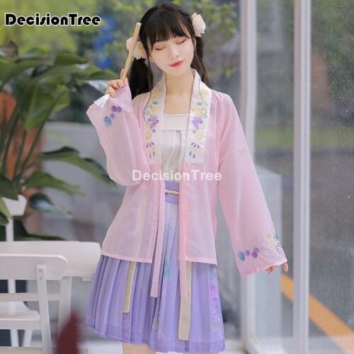 2021 hanfu costume for women chinese traditional fairy classical dance outfit han song dynasty ancient lady short dress