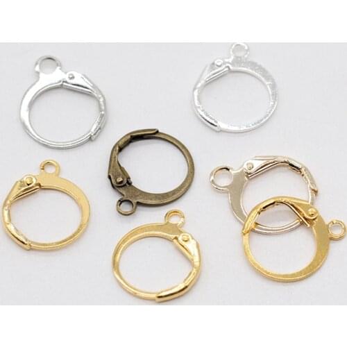 20p 12mm Circle Gold Silver Copper DIY Beading Earring Findings Earring Hooks Leverback Earwire Fittings French Ear Clip Buckles