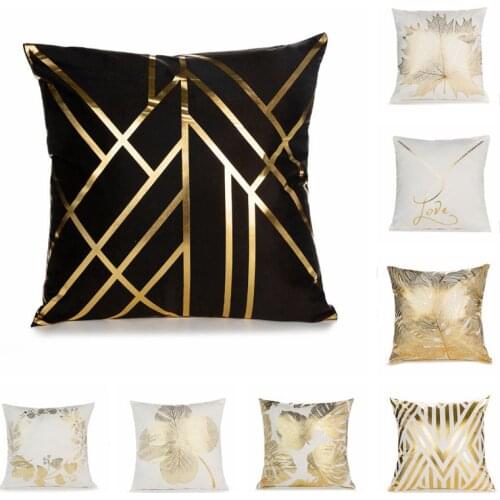 45*45 Golden Bronzing Printing Sofa Decorative Cushion Cover Pillow Pillowcase Polyester Throw Pillow Home Decor Pillowcover