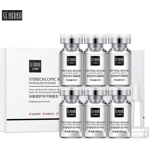 Repair Face Serum Peptides Freeze-dried Powder Set Anti Aging Oligopeptide Wrinkle Essence Moisturizing Brighten Skin Care 6PCS