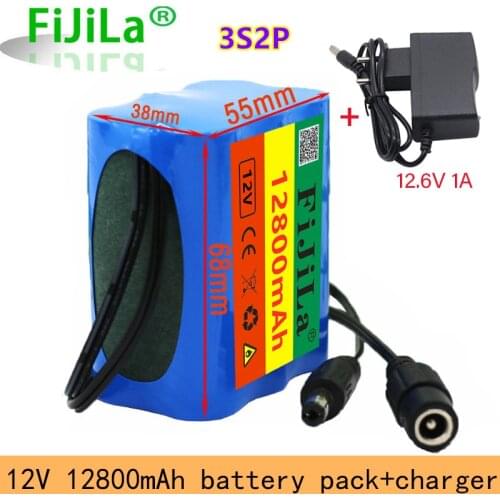 12.8 Ah Rechargeable batteries with BMS 3S2P 12V 12800mah battery 18650 Li-ion Lithium Battery packs Protection Board + Charger