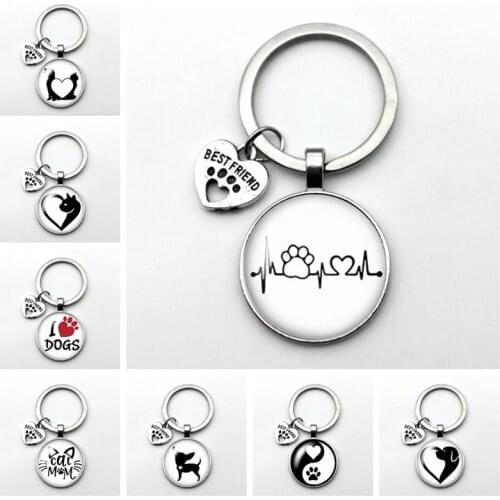 2020 New Popular New Puppy Kitten Playing Key Ring Love Pet Cat and Dog BEST FRIEND Pendant Fashion Keychain Birthday Present