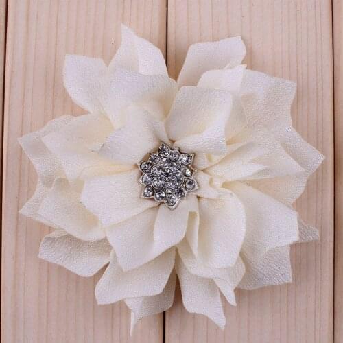 1 Piece Size 9cm Fabric Flower Multilayered Sharp Angle Lotus With Crystal Handmade DIY Girl Headdress Flower Cloth Accessories