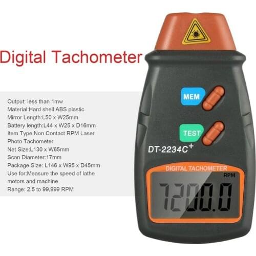 New Digital Laser Photo Tachometer Non Contact RPM Tach Digital Laser Tachometer Speedometer Speed Gauge Engine