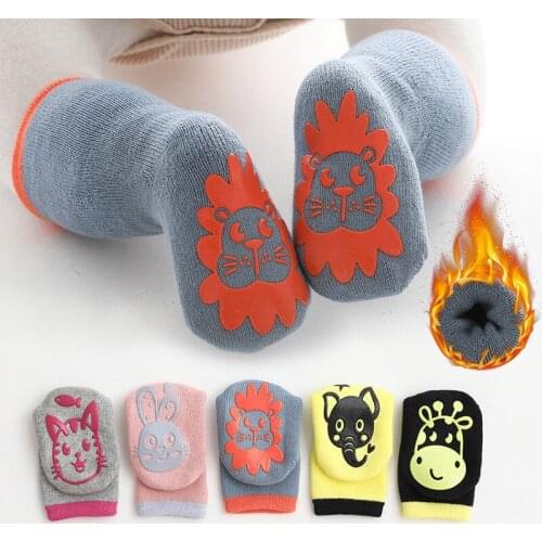 Baby Floor Socks Baby Toddler Socks For 0-3years Infant Kids Non-slip Dispensing Cute Cartoons Indoor Socks Elephant Lion Soft