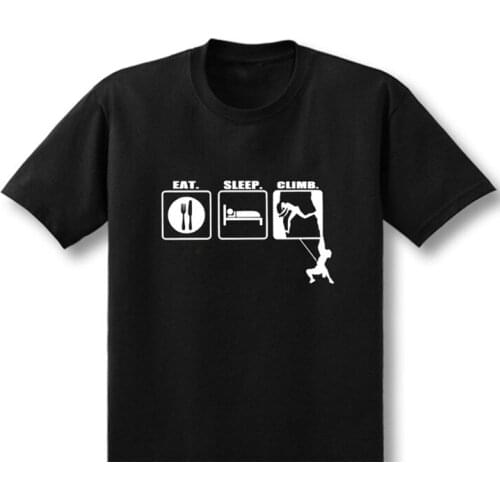 Summer Men T Shirt Eat Sleep Climb Print Funny Skills T Shirts Tee Shirt Male Fashion T-Shirt
