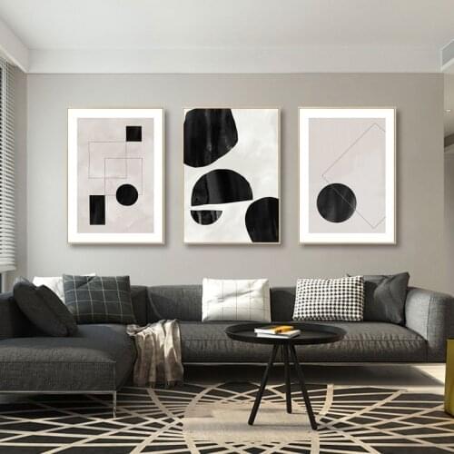 Modern Abstract Geometric Wall Art Canvas Painting Black White Poster Print Pictures Scandinavian Style Living Room Home Decor