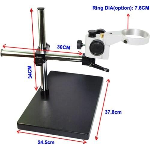 76mm Ring Holder 25mm Column Dual Arm Heavy Duty Boom Large Stereo Table Stand For Industry Microscope Multi-axis Rotation Set