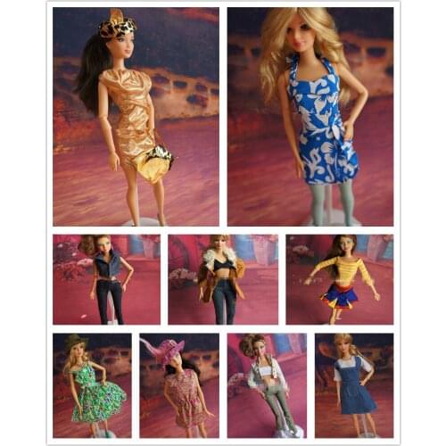 AILAIKI 20Sets/lot Factory Wholesale Casual Clothes Denim Suits For Barbies Mixed Styles Clothing Sets Girl Doll Outfits Toy