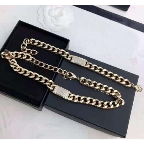 2020 Hot Brand Fashion Jewelry Set For Women Thick Chain Party Jewelry Set Rhinestone Choker Bracelet Fashion