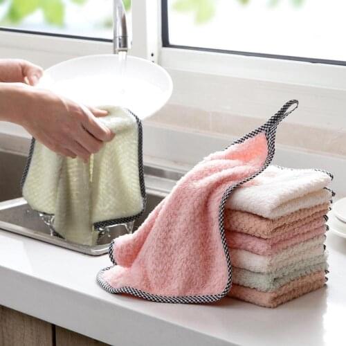 OTHERHOUSE 1Pc Microfiber Kitchen Towel Dish Wash Towel Reusable Rag Absorbent Cleaning Cloth Soft Dishcloth Scouring Pad