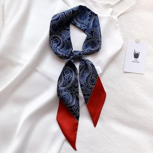 Lady Long Silk Skinny Scarf Women Fashion Printed Hairband Neck Tie Spring Summer Small Scarves Bag Ribbon Accessories