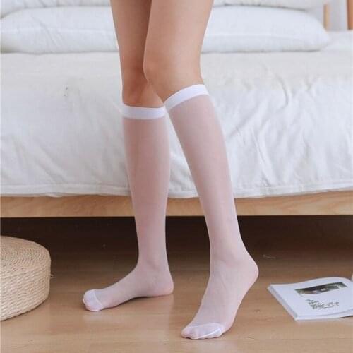Summer Sexy Lace Socks Women Glass Stockings Silk Tube Socks Thin Breathable Sokken Transparent Stretch Elastic Cool Women Socks