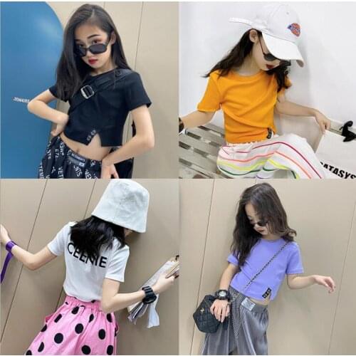 2021 hot sale girls t-shirt summer fashion cotton girls top 4-10t B4