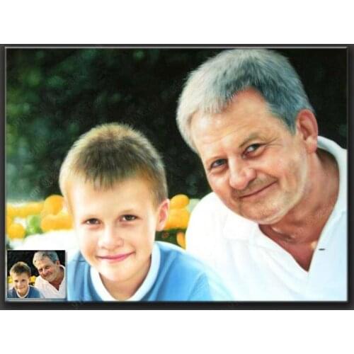 BEST father memory present gift # TOP ART Customize service Custom Father,son portrait oil painting--100% hand painted * 36