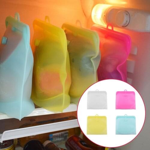 Food Preservation Bag Reusable Leakproof Silicone Food Storage Bag Containers with Date Pointer for Snack Vegetable Fruit 500ml