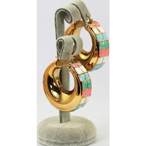 2017 Fashion Silver Hoop Earrings for Girls Big Teardrop Enamel Hoop Earrings Women Costume Jewelry for Engagement Party EA061