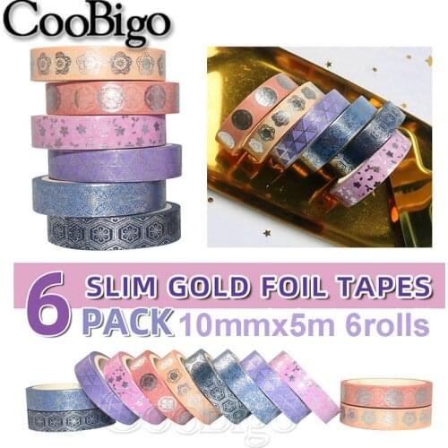 Washi Tape Set Masking Tapes Decorative Adhesive Paper Tape Scrapbooking Sticker Stationery Journal Diary DIY Silver Foil