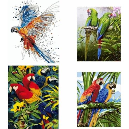 Colored Parrot Animals DIY Digital Oil Painting By Numbers Paint Drawing Coloring By Number Canvas Hand Painted Modular Picture