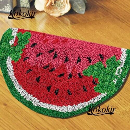 DIY crochet needle for carpet latch hook rug kit canvas watermelon printing vloerklee foamiran for needlework handwerken knoop