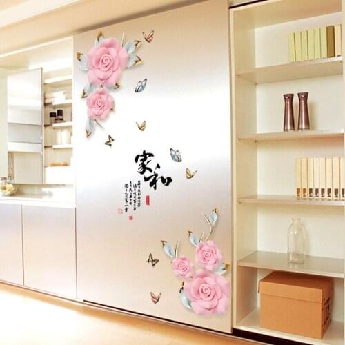 Large size pink flowers wall sticker Vinyl DIY art wall decals For living room sofa background wall home decor sticker