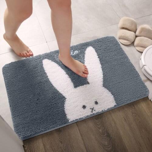 Non-slip Bath Mats Cartoon Rabbit Doormat Super Absorbent Bedroom Floor Mat Soft Fluffy Carpet for Home Living Room Decor Rugs