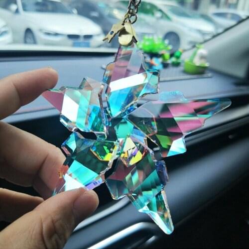 New Fashion Crystal Car Ornaments Cute Car Rearview Mirror Hanging Decoration Beauty Car Interior Accessories for Girls Gift