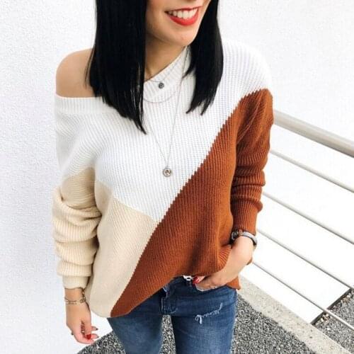 New Womens Sweaters Off Shoulder Loose Long Sleeve Winter Fall Tops 2019