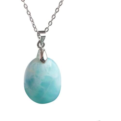 Genuine Blue Natural Stone Pendant Suspension Jewelry Making Fashion Crystal Water Pattern Natural Larimar Pendant 20*15*8mm