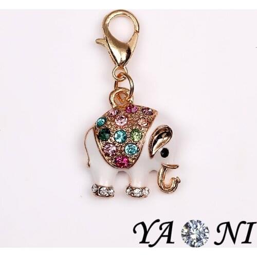 20pcs/lot Free Shipping Oil Drip Crystal Elephant Charms Pendants Jewelry Findings For Necklace Braclets