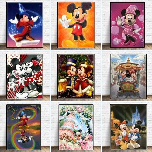 Disney Catoon Mickey Mouse Posters Animation Mickey Minnie Love Life Canvas Painting Print Wall Picture Kids Rome Decor Cuadros