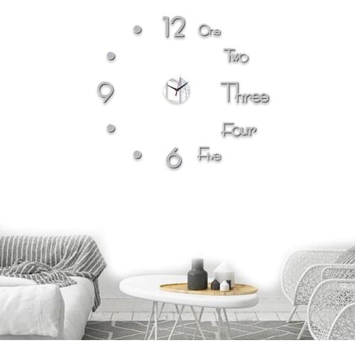 DIY 3D Modern Wall Clock Innovative Decorative DIY Mirror Acrylic Wall Sticker Clock For Living Room Bedroom