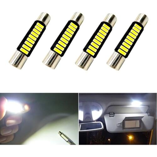 4x 28mm 29mm 31mm 6614F/6641/6614/F30-WHP/TS-14V1CP LED Interior Bulbs Car Vanity Mirror Lights Sun Visor Fuse Light White 12V