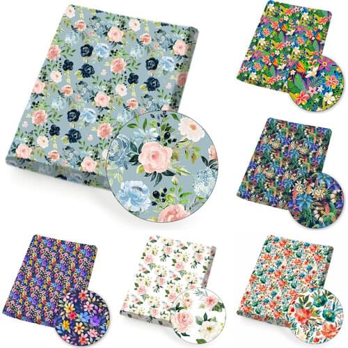 Polyester Cotton Fabric Nature Flower Theme Rose Printed Fabric DIY Sewing Cloth Bag Home Textile Garment 45*150cm 80g/pc IBOWS