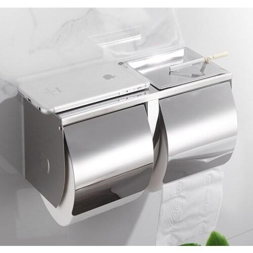 Toilet stainless steel toilet paper bathroom toilet toilet tissue box toilet paper tray double roll holder Report This