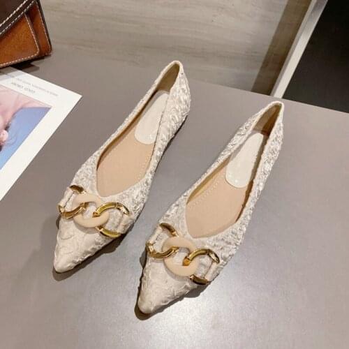 2021 Woman Pointed Shoes Womens Flat Ballet Soft Flat Casual Shoes Fashion Slip On Loafers Apricot Women Shoes