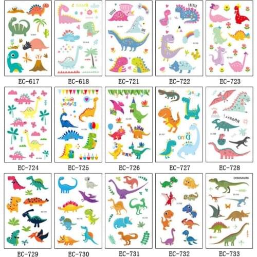 Fun Party Kids Tattoos Cartoon Dinosaur Temporary Tattoos for Girls Boys Birthday Party Favors Christmas Events Gift safe