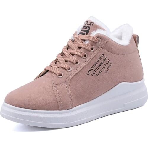 Women Casual Shoes Winter Warm Snow Boots Fur Plush Vulcanized Shoes Lace Up Outdoor Platform Sneakers Women Zapatillas Mujer