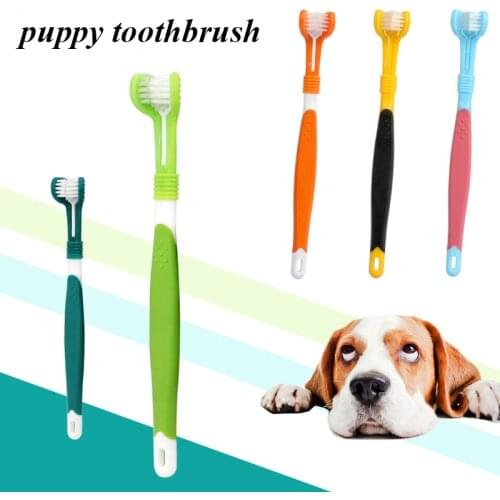 Pet Toothbrush Three-Head Toothbrush Cleaning Addition Bad Breath Tartar Teeth Care Dog Cat Cleaning Mouth puppy toothbrush new