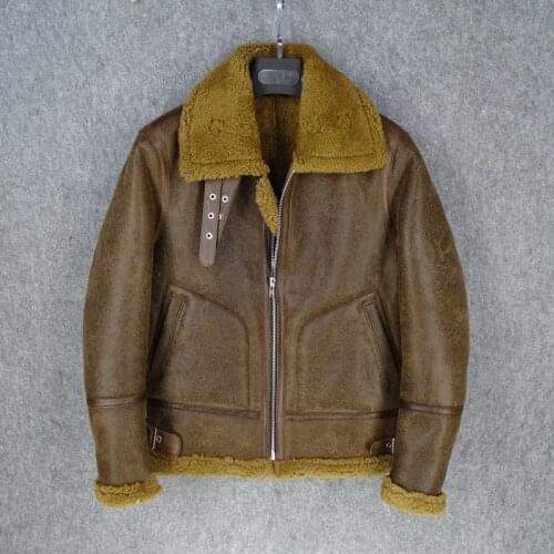 01684686 Read Description! Asian Size Super Quality Warm Genuine Sheep Leather Mens Winter Shearling Fur B3 Jacket