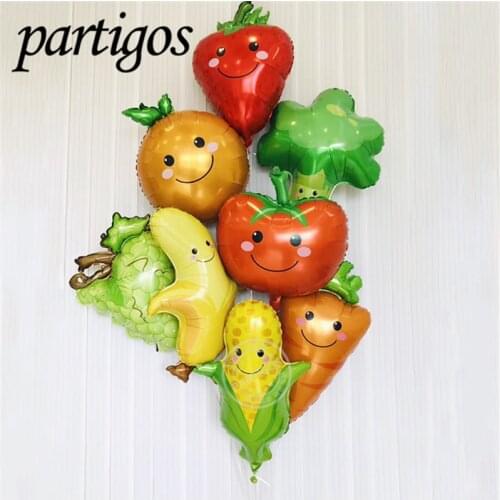 1pcs Fruits Vegetables Balloons Summer Party Decor strawberry pineapple watermelon ball helium Hawaii party decor tropical fruit