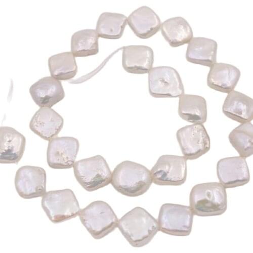 14mm Natural White Baroque Square Pearl Loose Beads 15" Jewelry Making DIY