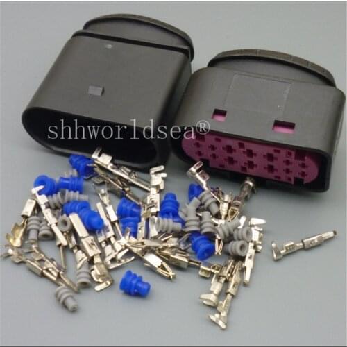 Shhworldsea 2Set 14Pin Car Headlight Xenon Lamp Plug Connector Auto xenon headlights lamp socket 1J0973737 For VW Golf MK6 Skoda